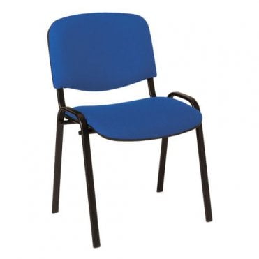 4 leg upholstered stacking side chair - Black Frame - Blue fabric