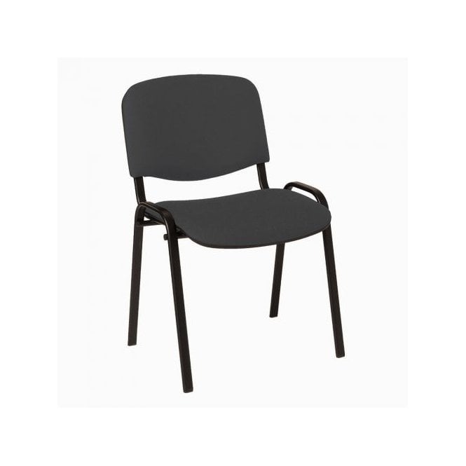 4 leg upholstered stacking side chair - Black frame - Charcoal fabric
