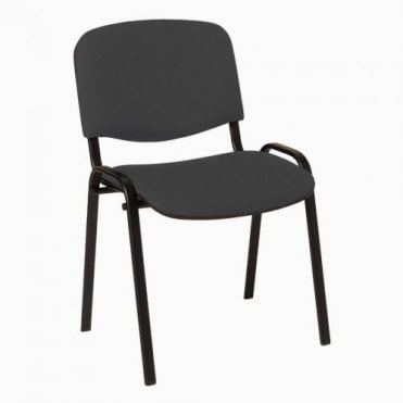 4 leg upholstered stacking side chair - Black frame - Charcoal fabric