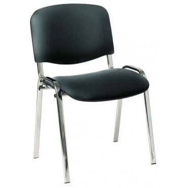 4 leg upholstered stacking side chair - Black vinyl