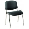4 leg upholstered stacking side chair with chrome frame - Black vinyl - Overall Depth: 425mm - Overall Width: 545mm - Seat Height: 470mm