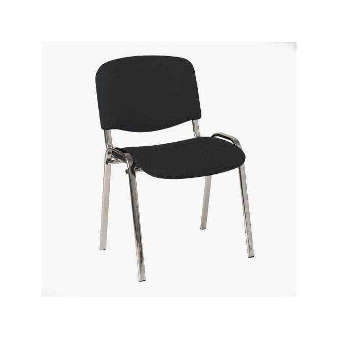 4 leg upholstered stacking side chair - Chrome frame - Charcoal fabric