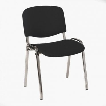 4 leg upholstered stacking side chair - Chrome frame - Charcoal fabric