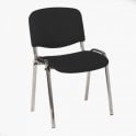 4 leg upholstered stacking side chair with chrome frame - Charcoal fabric - Overall Depth: 425mm - Overall Width: 545mm - Seat Height: 470mm