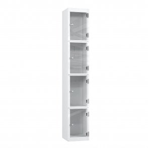 4 Tier Full Clear Door Locker - Flat Top - Steel Locker - H.1800mm W.300mm D.380mm