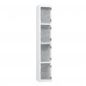 4 Tier Full Clear Door Locker - Flat Top - Steel Locker - H.1800mm W.300mm D.380mm