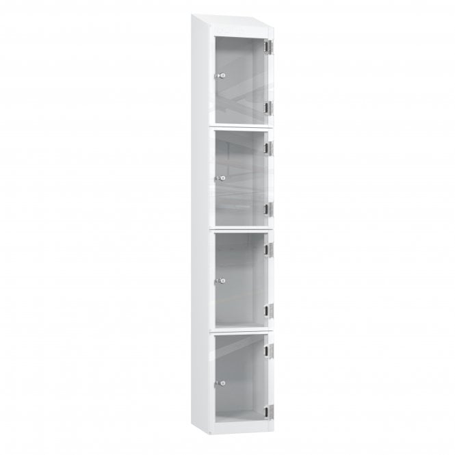 4 Tier Full Clear Door Locker - Sloped Top - Steel Locker - H.1950mm W.300mm D.450mm