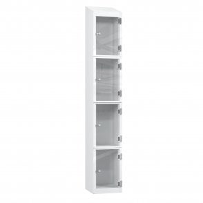4 Tier Full Clear Door Locker - Sloped Top - Steel Locker - H.1950mm W.300mm D.450mm