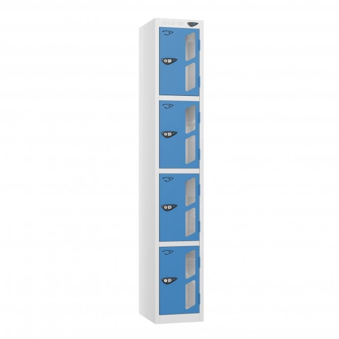 4 Tier Vision Panel Locker - Steel Locker - Flat Top - H.1800mm W.300mm D.380mm