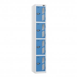 4 Tier Vision Panel Locker - Steel Locker - Flat Top - H.1800mm W.300mm D.450mm