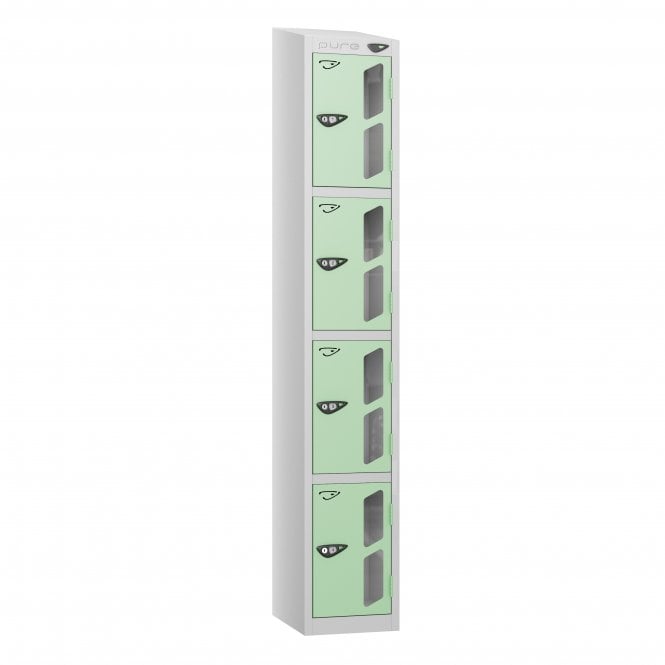 4 Tier Vision Panel Locker - Steel Locker - Sloped Top - H.1950mm W.300mm D.450mm