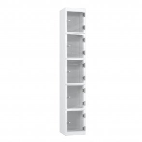 5 Tier Full Clear Door Locker - Flat Top - Steel Locker - H.1800mm W.300mm D.300mm