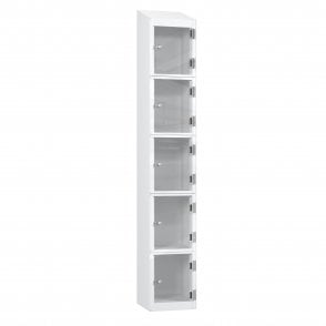 5 Tier Full Clear Door Locker - Sloped Top - Steel Locker - H.1950mm W.300mm D.300mm