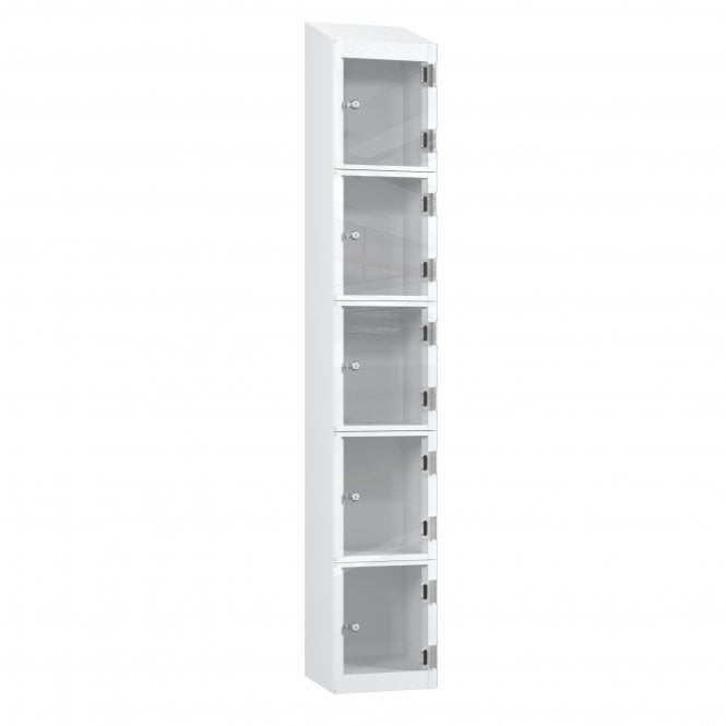 5 Tier Full Clear Door Locker - Sloped Top - Steel Locker - H.1950mm W.300mm D.450mm