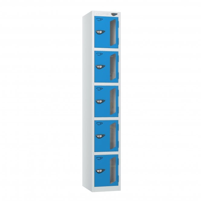 5 Tier Vision Panel Locker - Steel Locker - Flat Top - H.1800mm W.300mm D.300mm