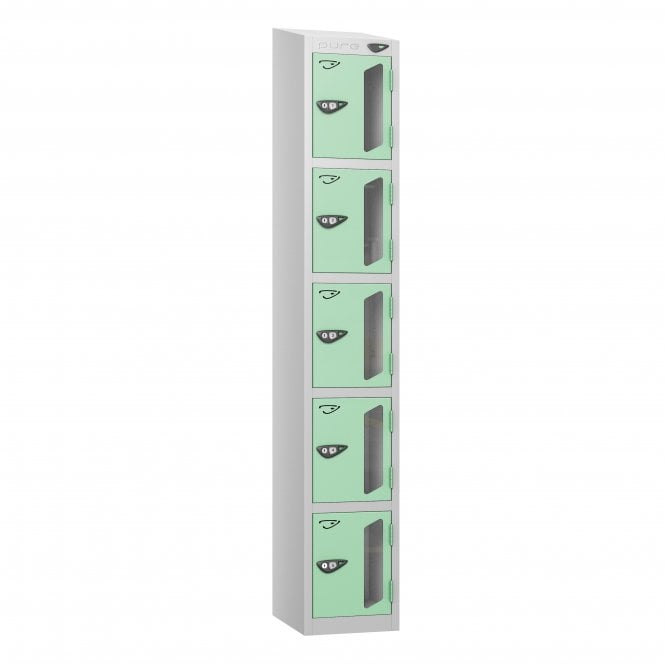 5 Tier Vision Panel Locker - Steel Locker - Sloped Top - H.1950mm W.300mm D.380mm