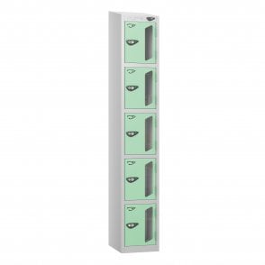 5 Tier Vision Panel Locker - Steel Locker - Sloped Top - H.1950mm W.300mm D.450mm