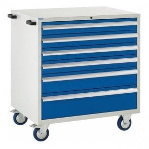 6 Drawer Mobile Cabinet - H980 x W900 x D650mm - 4x100mm, 1x150mm, 1x200mm