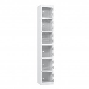 6 Tier Full Clear Door Locker - Flat Top - Steel Locker - H.1800mm W.300mm D.300mm