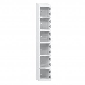 6 Tier Full Clear Door Locker - Sloped Top - Steel Locker - H.1950mm W.300mm D.380mm