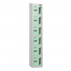 6 Tier Vision Panel Locker - Steel Locker - Sloped Top - H.1950mm W.300mm D.300mm