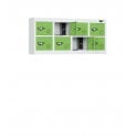 Bespoke Phone Locker - 8 Door - 8 Compartment - Charging - 3 Pin Sockets - Flat Top - H250 x W900 x D380mm