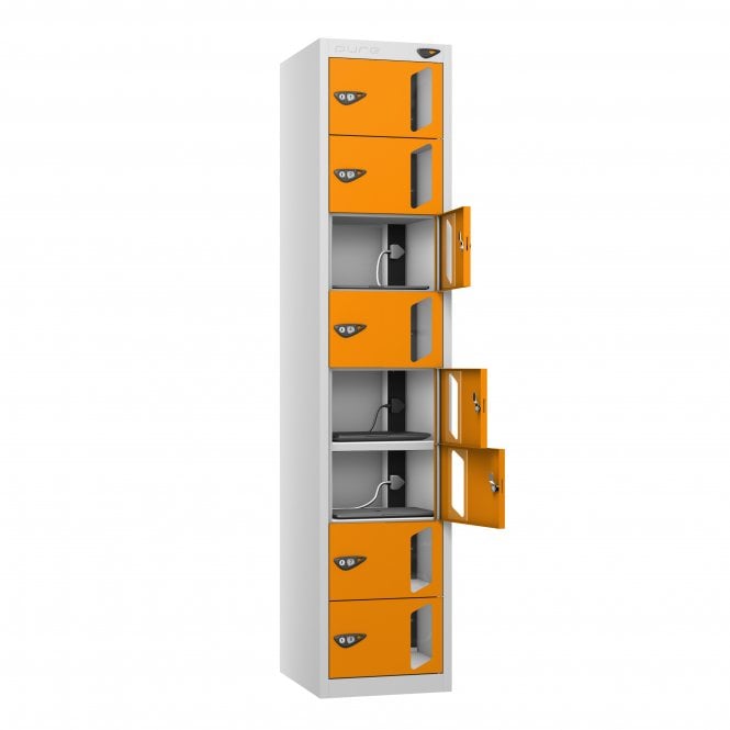 Laptop Locker - 8 Vision Door - 8 Compartment - Charging - Dual USB-A + USB-C Sockets - Flat Top - H1800 x W380 x D450mm