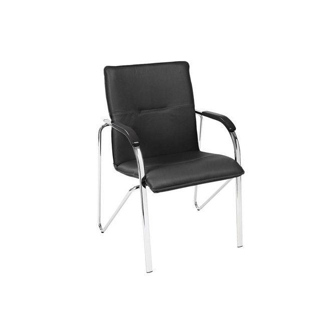 Armchair with black wooden armrests - Black contract vinyl