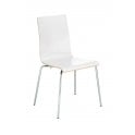 Bistro chair - 4 leg frame in chrome and laminate melamine shell - White - Seat Height: 450mm - Seat Width: 430mm - Seat Depth: 430mm