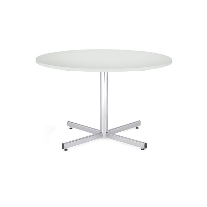 Bistro/Meeting table - 1000mm diameter melamine top - 740mm high chrome leg - White