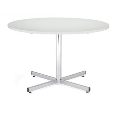 Bistro/Meeting table - 1000mm diameter melamine top - 740mm high chrome leg - White