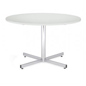 Bistro/Meeting table - 1000mm diameter melamine top - 740mm high chrome leg - White
