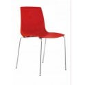Bistro stacking chair, 4 leg frame in chrome and polypropylene shell - Red - Seat Height: 495mm - Seat Width: 448mm - Seat Depth: 495mm