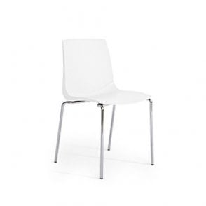Bistro stacking chair, 4 leg frame in chrome and polypropylene shell - White - Seat Height: 495mm - Seat Width: 448mm - Seat Depth: 495mm