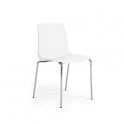Bistro stacking chair, 4 leg frame in chrome and polypropylene shell - White - Seat Height: 495mm - Seat Width: 448mm - Seat Depth: 495mm