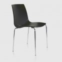 Bistro stacking chair, 4 leg frame in chrome and polypropylene shell - Black - Seat Height: 495mm - Seat Width: 448mm - Seat Depth: 495mm
