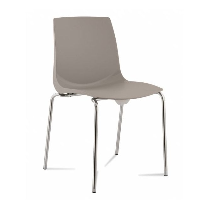 Bistro stacking chair, 4 leg frame in chrome and polypropylene shell - Grey - Seat Height: 495mm - Seat Width: 448mm - Seat Depth: 495mm