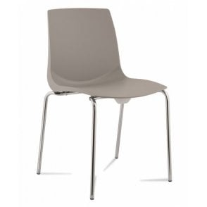 Bistro stacking chair, 4 leg frame in chrome and polypropylene shell - Grey - Seat Height: 495mm - Seat Width: 448mm - Seat Depth: 495mm