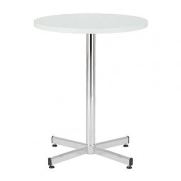 Bistro table - 800mm diameter melamine top - 1100mm high chrome leg - White