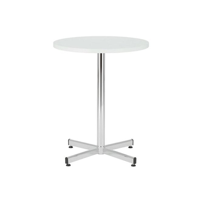 Bistro table - 800mm diameter melamine top - 1100mm high chrome leg - White