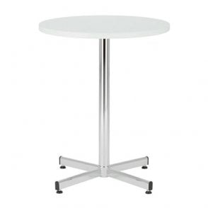 Bistro table - 800mm diameter melamine top - 1100mm high chrome leg - White