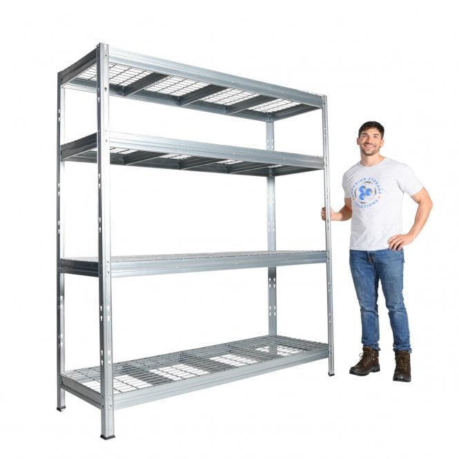BULLRACK RIVET Longspan Shelving 1800mm Wide with Wire Mesh Shelf Levels