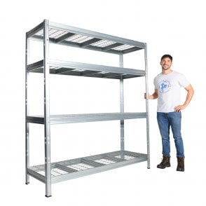 BULLRACK RIVET Longspan Shelving 1800mm Wide with Wire Mesh Shelf Levels