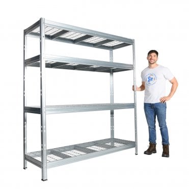 BULLRACK RIVET Longspan Shelving 1800mm Wide with Wire Mesh Shelf Levels