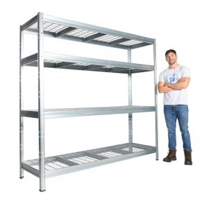 BULLRACK RIVET Longspan Shelving 2100mm Wide with Wire Mesh Shelf Levels