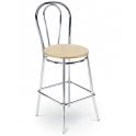 Canteen bar stool - 4 leg frame in chrome and plywood seat - Beech - Overall Height: 1100mm - Overall Width: 430mm - Overall Depth: 470mm