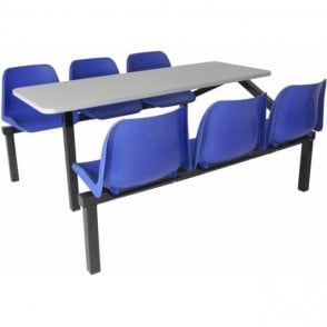 6 Seat Single Entry Canteen Table with BACK Chairs Length1580 x Width1690 x Height725mm