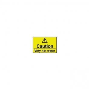 Caution Very Hot Water Sign 50 x 75mm - Rigid Plastic