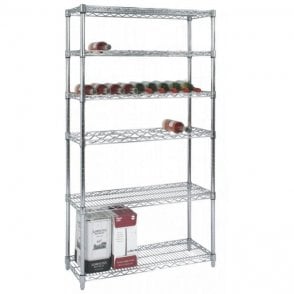 Chrome Wire Wine Rack H1590 x W915 x D355mm c/w 3 Wine & 3 Standard Shelves