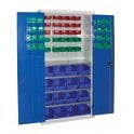 Container Storage Cupboard with door - H.1800 W.900 D.460 - 16 x Size 4 Containers, 41 x Size 2 Containers, 4 Shelves